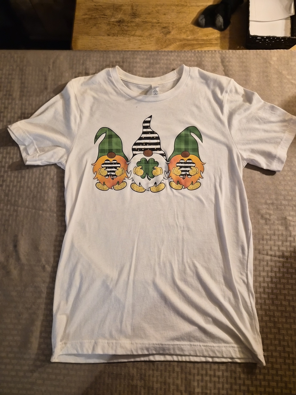 Bella Canvas White Tee with Three St. Patrick's Gnomes